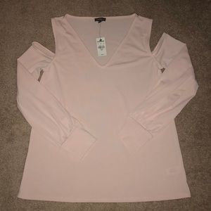 Cold shoulder pink top